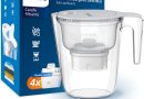 Philips Water Carafe filtrante avec 4 cartouches de remplacement, minuterie électronique, débit rapide, filtre le CHLORE, le CALCAIRE, les MÉTAUX LOURDS et les MICROPLASTIQUES, capacité de 2.6 L – Le détail qui change tout au quotidien