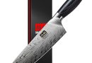 SHAN ZU Couteau de Chef en Acier Poudré, 20cm Couteaux de Cuisine Japonais, Couteau Ultra Tranchants, Lame en Acier à Haute Teneur en Carbone avec Manche Ergonomique en Bois de Pakka – KORAKA Series – Le détail qui change tout au quotidien