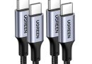 UGREEN Lot de 2 Câble USB C vers USB C PD 100W 5A 20V Charge Rapide Compatible avec MacBook iPad Pro iPhone 17 Pro Max Air 16 Galaxy S25 Plus Ultra S24 A55 Steam Deck PS5 Manette (2M) – Le détail qui change tout au quotidien