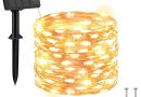 Guirlande lumineuse solaire, 10 m, 100 LED, fil de cuivre, 8 modes, minuterie, protection IP65, pour sapin de Noël, jardin, chambre, balcon, décoration intérieure/extérieure, blanc chaud – Le détail qui change tout au quotidien