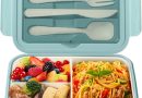 Diboniur Lunch Box, Bento Lunch Box Enfant Adulte Boîte 1400ml avec 3 Compartiments, Conception Sans Fuite Lunchbox avec Couverts, pour Micro-onde Lave-vaisselle, École Pique Nique Travail (Bleu) – Le détail qui change tout au quotidien