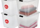 Iris Ohyama, Lot de 4 boîtes de rangement, 60L, Empilable,Chambre,Salon, Salon, Garage – New Top Box NTB-60 – Transparent – Le détail qui change tout au quotidien
