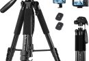 Trépied Appareil Photo pour Smartphone, Victiv 185cm Trépied Caméra en Alliage Aluminium Léger, avec tête pan Amovible à 3 Voies, Trepieds Photo Compatible DSLR Nikon Canon Camera (Nouveau Améliorer) – Le détail qui change tout au quotidien
