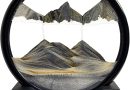 SANDCLE Peinture de Sable Mobile – Cadre Sablier, Images de l&rsquo;art du Sand en Mouvement, Dynamique dans un Verre Rond, Paysage pour le Bureau Maison Décoration（Noir, 7 Pouces） – Le détail qui change tout au quotidien