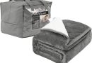 WOLTU Couverture Lestée, Couverture Pondérée 7kg, pour Dormir Plus Profondement, Double Face, en Flanelle et en Polaire Sherpa, 135×200 cm, Gris – Le détail qui change tout au quotidien