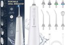 Jet Dentaire Hydropulseur et Irrigateurs Oral avec 5 Modes de Pression d&rsquo;eau et 8 Embouts Remplaçables, Rechargeable et Étanche IPX7, Réservoir 300ML (Blanc) – Le détail qui change tout au quotidien