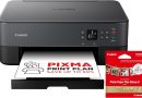 Canon PIXMA TS5350i Multifonction WiFi Jet d’Encre 3-en-1 (imprimante, photocopieur, Scanner) Impression sans Fil Depuis PC et Smartphone, Noir – Inclus Un Pack PP-201 Papier Photo 9x9cm – Le détail qui change tout au quotidien