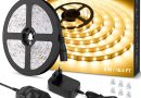 Lepro 5M Ruban LED Blanc Chaud Dimmable 12V 3000k 300LEDs V2835, Bande LED Autocollant Réglable via Variateur pour Miroir Dressing, Meuble, Escalier, Chambre, Cuisine – Le détail qui change tout au quotidien
