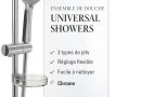 Villeroy & Boch Verve Showers système de doucher – Barre de douche et douchette à main 3 types de jets – Support de douchette à main – Anti-calcaire – Système de douche facile à monter – Chrome – Le détail qui change tout au quotidien