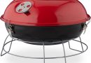 Relaxdays Rouge Barbecue Rond, Portable, Couvercle, Pique Nique, Grosse Surface de Cuisson,Charbon de Bois d.36 cm – Le détail qui change tout au quotidien