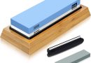 SHAN ZU Pierre à Aiguiser 2 en 1 Aiguiseur Couteaux Pierre à Aiguiser Base en Bambou Antidérapante 3000/8000 – Le détail qui change tout au quotidien