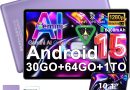 Android 15 Tablette 10 Pouces avec Gemini AI, Octa-Core Tablettes PC, 30 GO RAM+ 64 GO ROM (1TO TF), 3.5mm Audio/ WiFi 6 & BT 5.0 / 6000mAh /GPS/Widevine L1,Tablettes avec Clavier+Souris et Cas-violet – Le détail qui change tout au quotidien