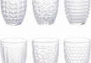 Villa d&rsquo;Este Home Tivoli 1996 Lot de 6 verres à eau 320 ml en verre transparent décoré en relief, Geometrie Light – Le détail qui change tout au quotidien