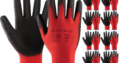 Velway Gants de Travail 12 Paires – Gants Resistant aux Abrasion – Revêtement en Polyester PU – Polyvalent Gants de Jardinage – Pour Mecanique Industrielle Logistique Assemblage – Rouge Taille 10 – Le détail qui change tout au quotidien