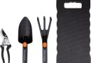 BLACK+DECKER Ensemble d&rsquo;Outillage de Jardin – Kit Jardinage 4 Pièces – Tapis de Genoux, Sécateur, Pelle et Griffe de Jardin – Capacité de Coupe de 13 mm – Noir/Orange – Le détail qui change tout au quotidien