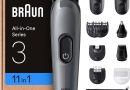 Braun Kit De Rasage Tout-En-Un Series 3, 11-En-1, Lame Ultra-Affûtée, 14 Longueurs, Coupe Précise Pour Visage Et Cheveux, Autonomie De 50 Min, Style Facile Et Rapide, AIO3565, Gris – Le détail qui change tout au quotidien