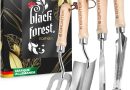 GRÜNTEK Kit Outils de Jardin Haut de Gamme. Ensemble avec Pelle de Jardin, Fourche, Estirpateur, Désherbeur Manuel en Acier Inoxydable. Manche en Bois de frêne. – Le détail qui change tout au quotidien