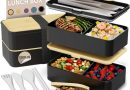 Umami Bento Lunch Box, Couverts & Pot à Sauce Inclus, Boite Repas Étanche, Lunchbox Micro-Ondable, Boîte à Lunch Adulte compartimentee, Noir et Bambou, 1200 ml – Le détail qui change tout au quotidien
