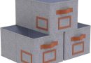 OUTBROS Lot de 3 Boîte de Rangement en Tissu, 38 x 26 x 20 cm, Caisse avec Poignées Avec poignées, Panier Pliable pour Vêtements, Livres (Gris) – Le détail qui change tout au quotidien