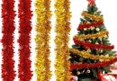 4 Pièces Guirlande de Décoration Noël (200cm) Guirlandes de Sapin Noel, Guirlande Métallique Brillante Ornements, Noël Garland, Grinalda Natal, Décoration Cheminée Fenêtre Mur Porte, Rouge et Or – Le détail qui change tout au quotidien