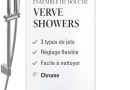 Villeroy & Boch Verve Showers système de douche – ensemble douche avec support douchette à main réglable – Douchette à main 3 types de jets – Syst. douche facile à entretenir, facile à monter – Chrome – Le détail qui change tout au quotidien