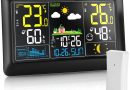 Station Météo Interieur Exterieur Sans Fil, Écran VA de 7,5 pouces, couleur avec indication de la température intérieure et extérieure ainsi que de l&rsquo;humidité DC Noir – Le détail qui change tout au quotidien