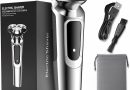 Rasoir Electriques Hommes, IPX7 Étanche, Rasage Sec et Humide, Rasage avec 3D Têtes Rotatives, Rechargeable sans Fil Tondeuse Barbe, Rasoir Homme À Sec Et Humide avec (Gris métallique) – Le détail qui change tout au quotidien