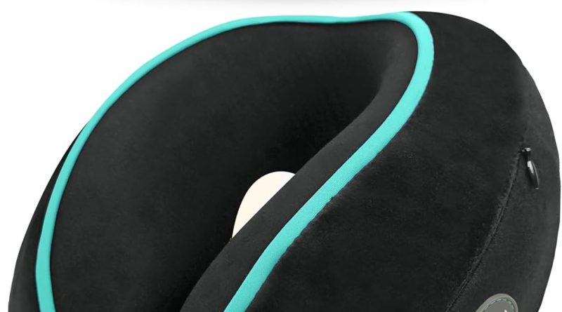 FLOWZOOM Dream Coussin de Voyage en Mousse à Mémoire pour Avion et Voiture – Oreiller de Voyage avec Côtés Rehaussés pour Un Meilleur Soutien, Housse Lavable et Pochette de Transport – Noir – Le détail qui change tout au quotidien