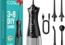 COSLUS Hydropulseur jet Dentaire Portable: 4 Modes Hydropulseur et Irrigateurs Oral, Réservoir d&rsquo;eau 300 ml Vainqueur du Test, Rechargeable et Étanche IPX7, Noir Brillant – Le détail qui change tout au quotidien