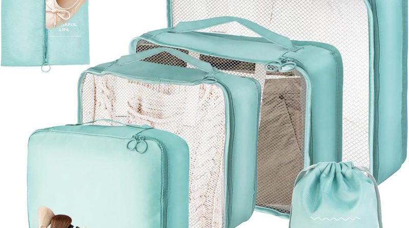 organisateur valise, rangement valise organisateur, organisateur de voyage, Lot de 7 Organiseurs de Bagage pour Voyage, les voyages en famille, le rangement à la maison (bleu clair) – Le détail qui change tout au quotidien