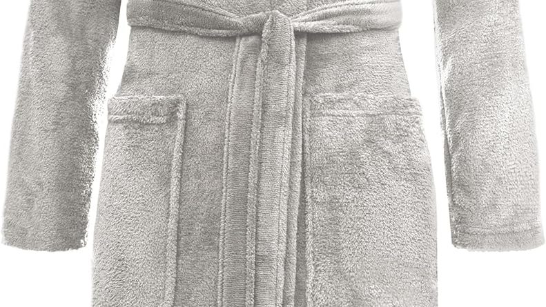 Brandsseller Peignoir de bain, en flanelle, avec capuche, longueur genoux : environ 100 cm – Le détail qui change tout au quotidien