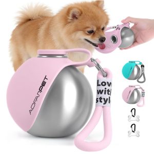 Gobelet d'eau portable créatif en acier inoxydable pour animaux de compagnie, idéal pour les petits chiens. Distributeur d'eau pratique pour chiots, parfait pour les voyages.